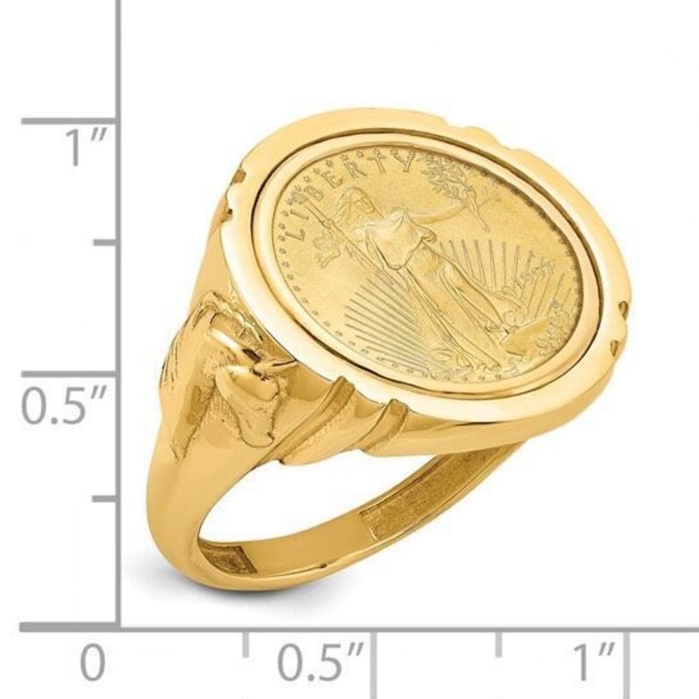 Wideband Distinguished Coin Jewelry: 14k Men's Polished with Horse Sides Mounted - Picture 2 of 2